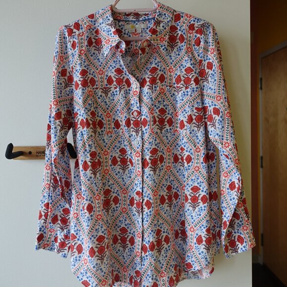 Boden linen shirt Ivory, Poppy Bloom 4P 4 petite - Picture 6 of 16